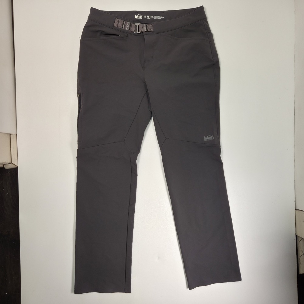 REI Co-op Belted Hiking Trail Pants Womens 10 Petite Black Lightweight Stretch